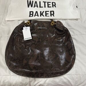 Walter Baker Dark Brown Shoulder Bag with Gold Accents